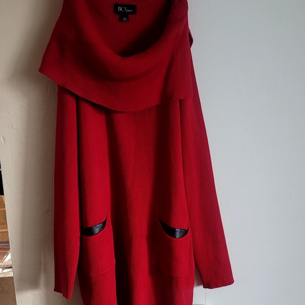 BCX Red Winter/ Fall Sweater Dress